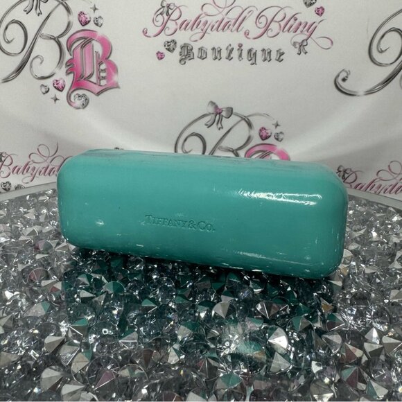 Tiffany & co glasses case sunglasses reading glasses blue turquoise cream inside - Picture 5 of 10